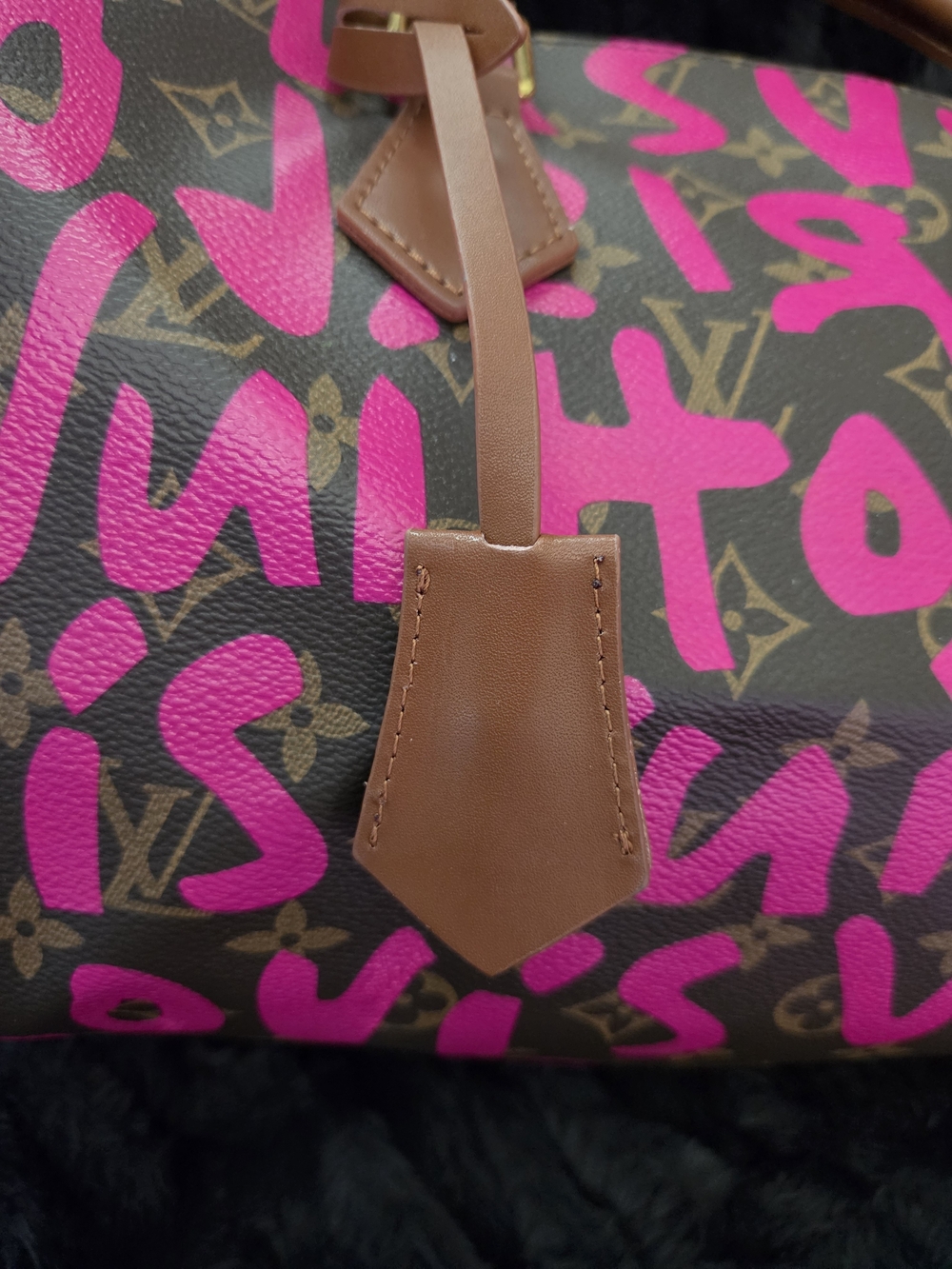 Vintage Pink Graffiti Speedy 30 Style Handbag - Picture 2 of 12